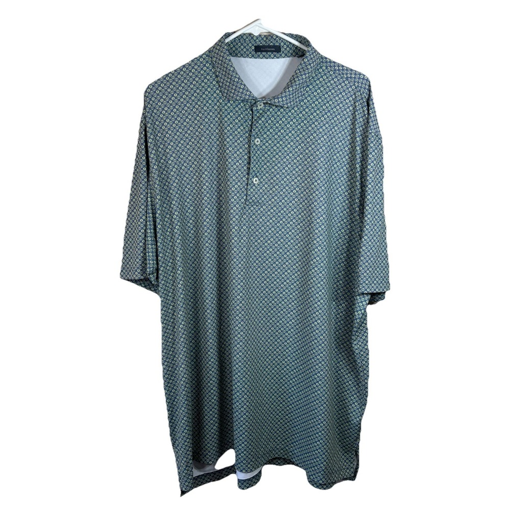 Turtleson Men's Short Sleeve Golf Polo With Country Club Logo Blue Yellow 2XL